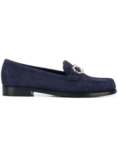 Shop Ferragamo Gancini Loafers In Blue