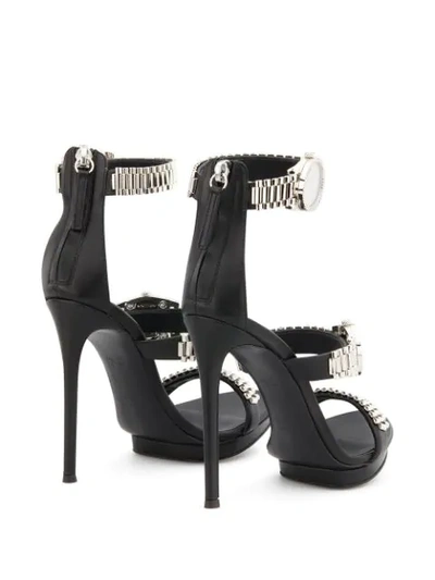 Shop Giuseppe Zanotti Gzxcowan Watch Strap Sandals In Black