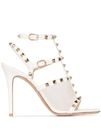 VALENTINO VALENTINO GARAVANI ROCKSTUD 105MM SANDALS - 白色