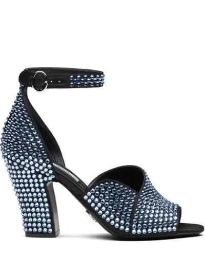 Shop Prada Crystal-embellished Sandals In F0012 Navy