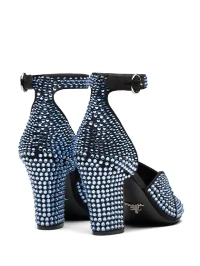 Shop Prada Crystal-embellished Sandals In F0012 Navy