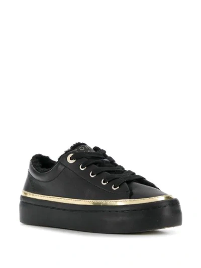 Shop Tommy Hilfiger Metallic Detail Lace-up Sneakers In Black
