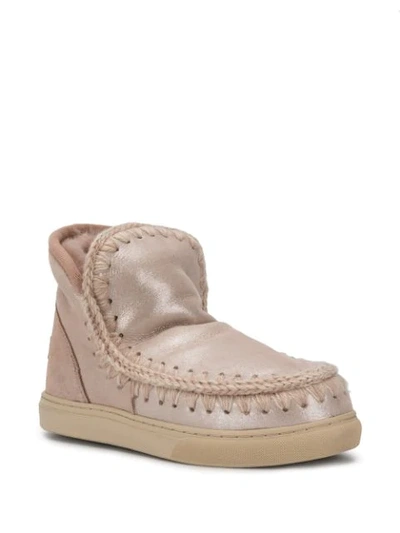 Shop Mou Knitted Detail Boots In Pink