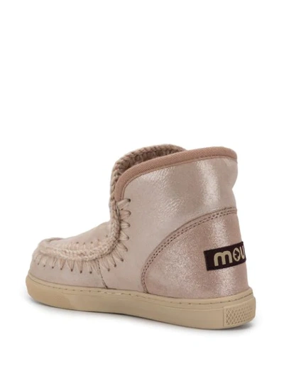 Shop Mou Knitted Detail Boots In Pink