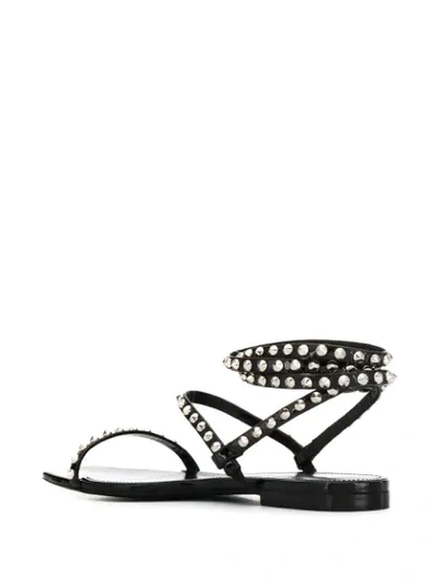 Shop Saint Laurent Studded Flat Sandals In Black