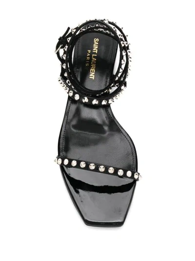 Shop Saint Laurent Studded Flat Sandals In Black