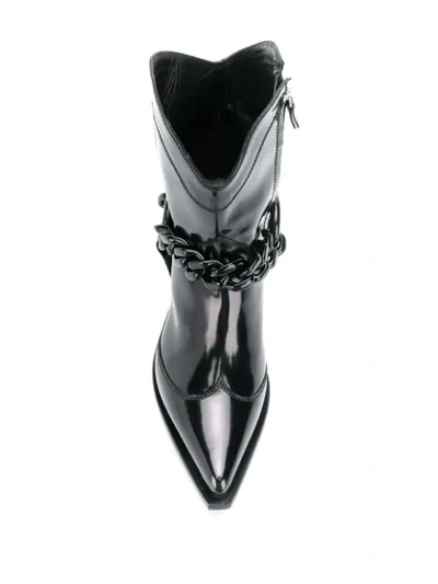 Shop Msgm Texas Chain Boots In Black