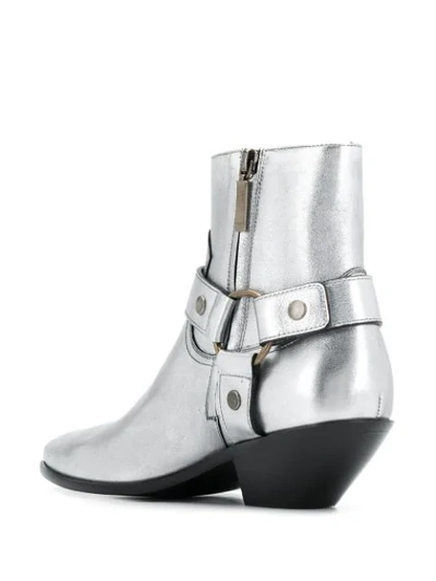Saint Laurent West Silver Leather Ankle Boots In Silver