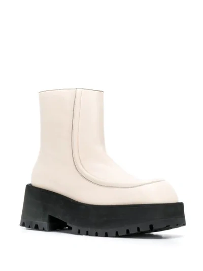Shop Marni Chunky Platform Ankle Boots In White