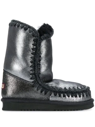 Mou Eskimo 24 Metallic-finish Ankle Boots In Black