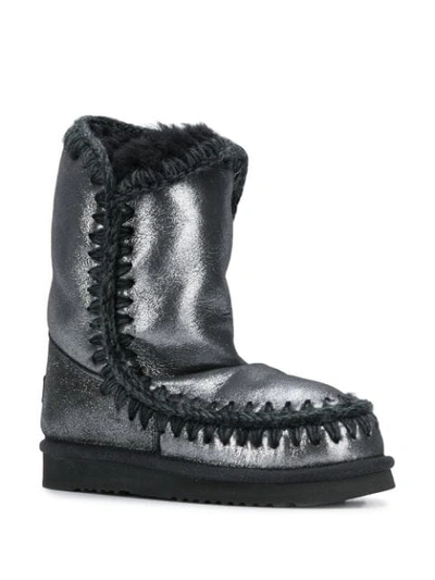 Mou Eskimo 24 Metallic-finish Ankle Boots In Black