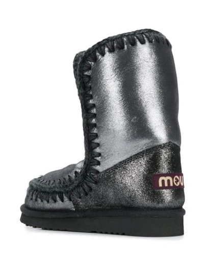 Mou Eskimo 24 Metallic-finish Ankle Boots In Black
