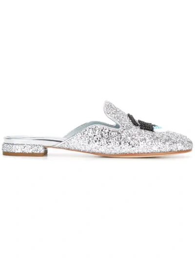 Shop Chiara Ferragni Mules Mit Augenmotiv In Metallic