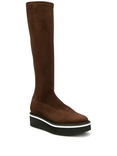 Shop Clergerie Boy Platform Knee-high Boots In Brown