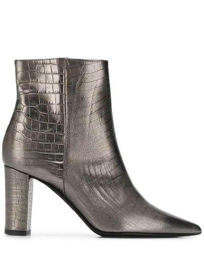 Shop Marc Ellis Block Heel Ankle Boots In Silver