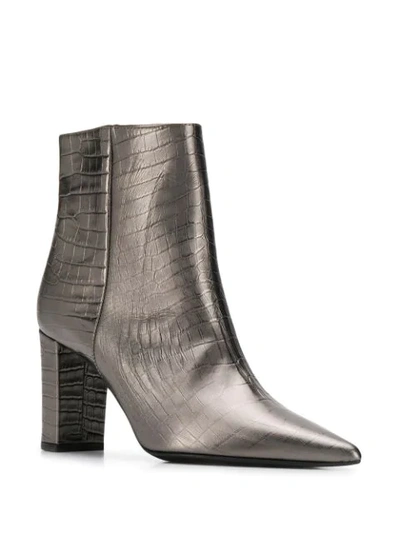 Shop Marc Ellis Block Heel Ankle Boots In Silver