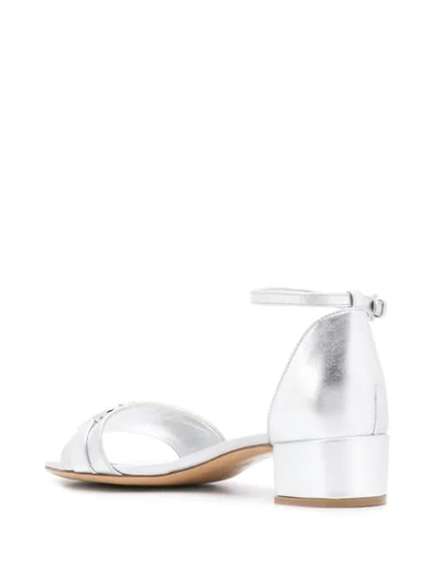 Shop Ferragamo Metallic Leather Gancini Sandals In Silver