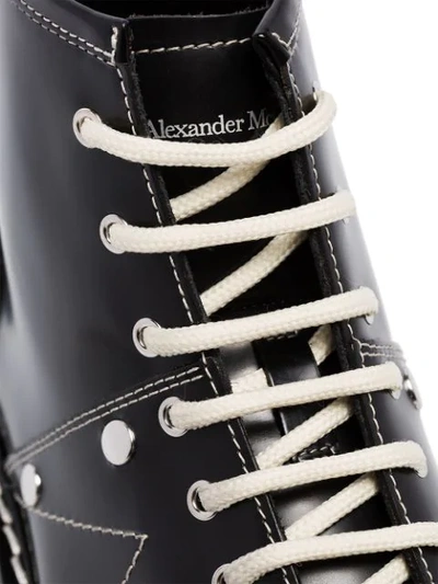 Shop Alexander Mcqueen Contrast-lace Ankle Boots In Black