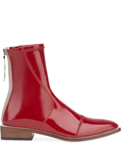 Shop Fendi High-shine Ankle Length Boots In Red