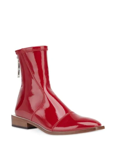 Shop Fendi High-shine Ankle Length Boots In Red