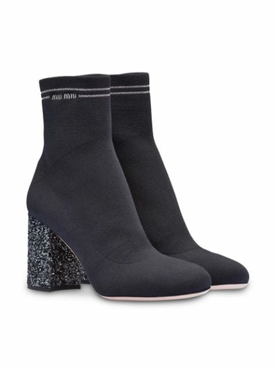 Shop Miu Miu Sock-style Ankle Boots In Black