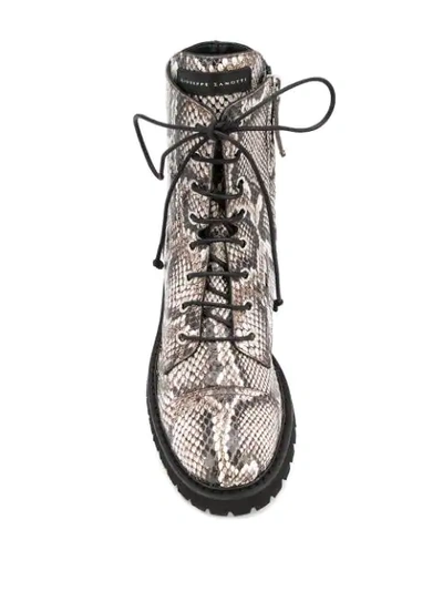 Shop Giuseppe Zanotti Snakeskin Effect Combat Boots In Neutrals