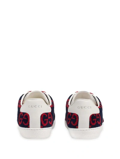Shop Gucci Ace Gg Terry Cloth Sneakers In Blue
