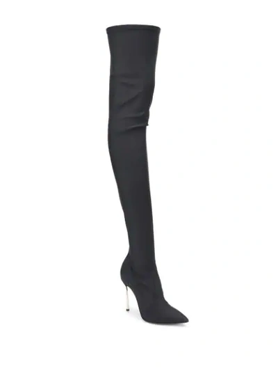 Shop Casadei Neoprene Stiletto Boots In Black