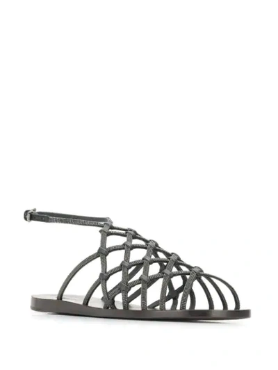 Shop Brunello Cucinelli Embellished Strappy Sandals In Grey