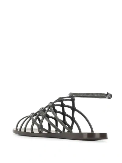 Shop Brunello Cucinelli Embellished Strappy Sandals In Grey