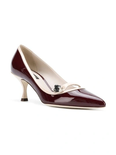 Shop Dolce & Gabbana Contrast Pointed Pumps - Red