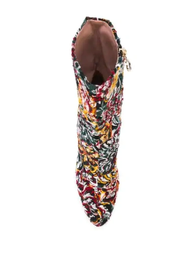 Shop Oscar De La Renta Floral Brocade Booties In Multicolour