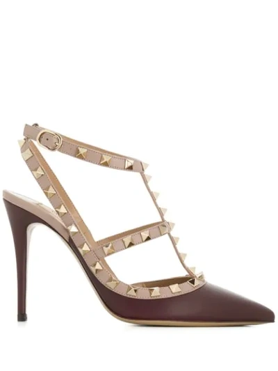 Shop Valentino Garavani Rockstud Caged Pumps In Rosso