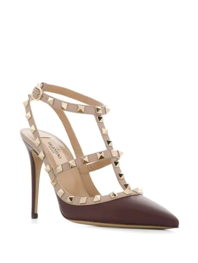 Shop Valentino Garavani Rockstud Caged Pumps In Rosso