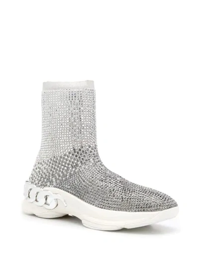 Shop Casadei Studded Sock Sneakers In Grey
