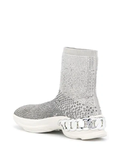 Shop Casadei Studded Sock Sneakers In Grey