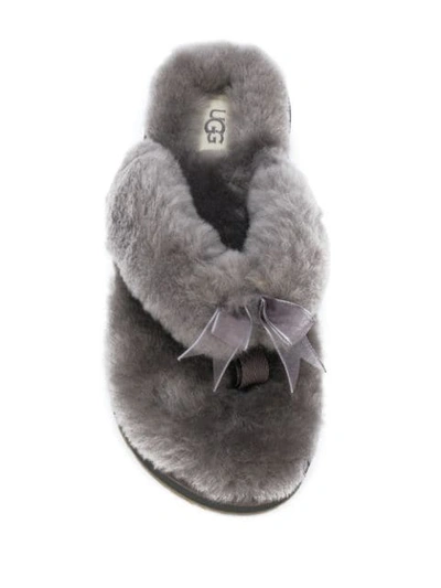 Shop Ugg Fluff Flip Flops In Grey