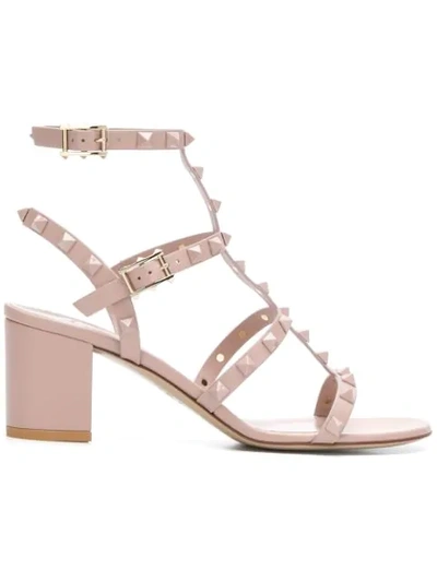 Shop Valentino Rockstud Sandals In Neutrals