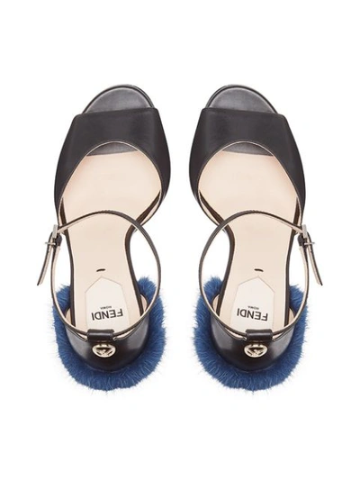 Shop Fendi Fur Detail Sandals - Black