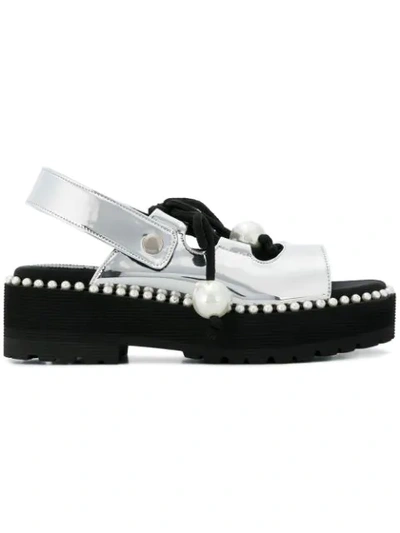 Shop Suecomma Bonnie Pearl Line Platform Sandals In Metallic