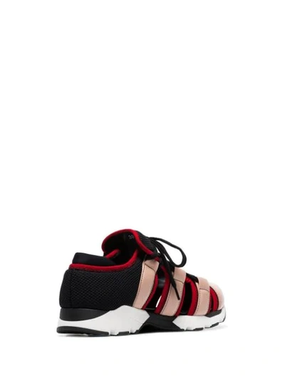 Shop Marni Multicoloured Leather And Mesh Cutout Sneakers In Pink