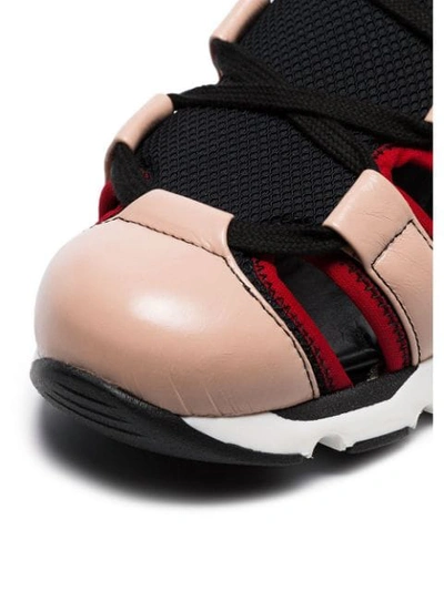 Shop Marni Multicoloured Leather And Mesh Cutout Sneakers In Pink