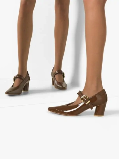 Shop Reike Nen Patent Mary Jane 60mm Pumps In Brown