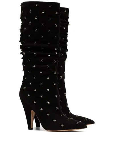 Shop Valentino Rockstud Spike Boots In Black