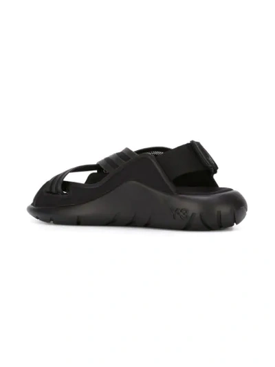 Shop Y-3 Crisscross Sandals In Black