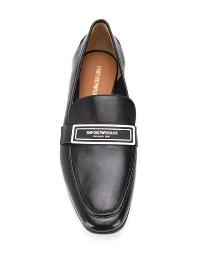 Shop Emporio Armani Logo Plaque Loafers In Black