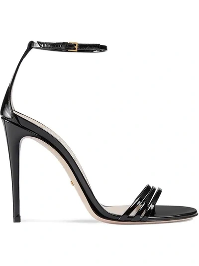 Shop Gucci Patent Leather Sandals In Black