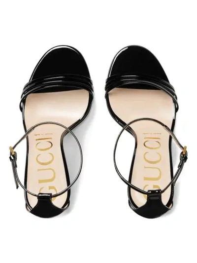 Shop Gucci Patent Leather Sandals In Black
