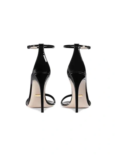 Shop Gucci Patent Leather Sandals In Black