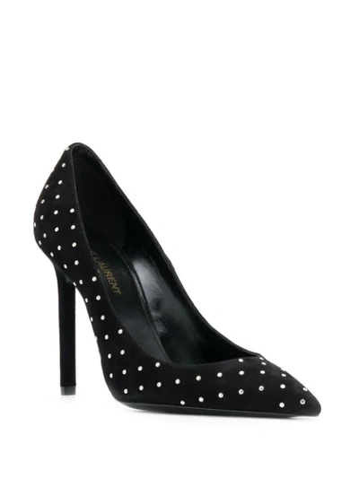 Saint Laurent Anja Crystal-embellished Point-toe Velvet Pumps In Black